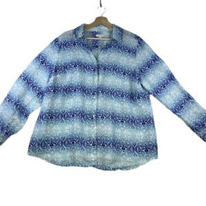 Charter Club Women's Long Sleeves  Button Down Linen Beach Travel Shirt Size XL